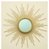 24" Gold Sunburst Wall Mirror - Gold, 6.7" Mirro