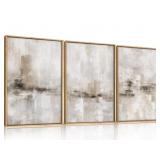 Large Minimalist Textured Framed Canvas Wall Art-