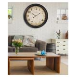 24" Wall Clock Battery Operated - Black/Brown