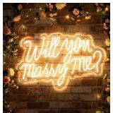 Will You Marry Me Neon Letter Sign, Approx 21.7x13