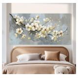 Canvas Wall Art Floral - Grey Beige, 24x48"