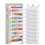 2 Ct Over The Door Shoe Organizer- Clear Pockets,