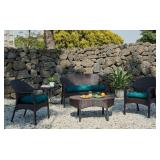 3 Pc. Outdoor/Indoor All Weather Tufted Wicker Cha