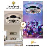 Disco Ceiling Fan with Lights, 7 Color Ball M