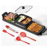 Electric Grill And Hot Plate Combo - 29x9.5", 225