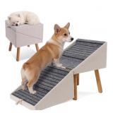 Ziluce 2-In-1 4 Step Dog Stairs/Ottoman - Grey, 15