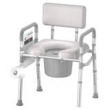 Bedside Commode Chair With Padded Seat And Backres