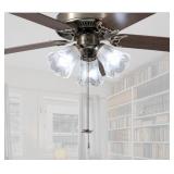52" Indoor Ceiling Fan with Pull Chain and Three