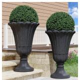 2 Pack Faux Stone Urn Petal Planters, 23" Tall Ap