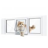 Cat Door for Window, White, Aluminum, Insert with