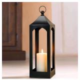 Modern Farmhouse Lantern Dï¿½cor - Large, Black Meta