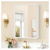 24x30" White Bathroom Medicine Cabinet with Mirro