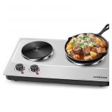 Cusimax Hot Plate Double Burner - 1800W, Stainless