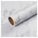 12 Pc White Marble Wallpaper Peel & Stick 23.6"x2