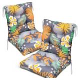 Outdoor Floral Wicker Chair Cushions, 2pc