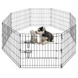 PEEKABOO 8-Panel Dog Pen 24" Play Yard Black