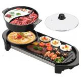 Electric Hot Pot & Grill 1200W 2-in-1 for 12