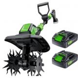 20V Cordless Tiller with 2 Batteries