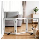 ZJSF Freestanding Dog Gate, White, 3 Panels