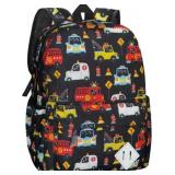 Kids Backpack 15in Car Pattern, Black (3-8)