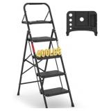 BONTEC 4-Step Ladder, 400lbs, Folding Stool
