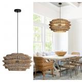 Rattan Pendant Light 19.7" Hanging Chandelier