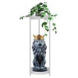 Plant Stand, 2-Tier Metal Flower Holder, White