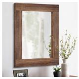 Wood Mirror Rectangular Rustic 20"x16" Brown