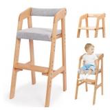Wooden Highchair for Toddlers, Adjustable
