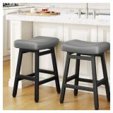 Raynesys 2x 24" Counter Stools, Gray/Black