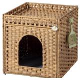 SETVSON Cat Litter Box Enclosure, Rattan House