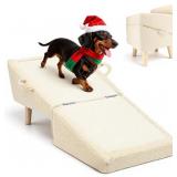 Dog Stairs for Small Dogs 2-in-1 Ramp Beige