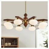 8-Light Mid Century Gold Chandelier