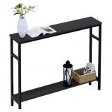 Timberer Narrow Console Table, 2-Tier Black