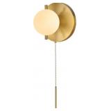 Gold Wall Sconce: Milk Glass Brass Wall Light
