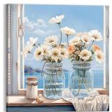 3LDECOR Bathroom Wall Art: Mason Jar Daisy