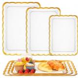 Rtteri 6 Pcs Clear Trays with Gold Trim