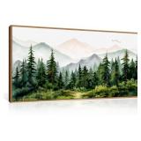 Green Forest Mountain Range Canvas Art 40x20