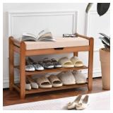 Shoe Rack Bench with Cushion, 27.6in Storage