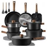 CAROTE 21 Pcs Nonstick Cookware Set Black