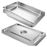 VOISEN 4 Pack 1/1 Pans with Lids, 2.5" Deep