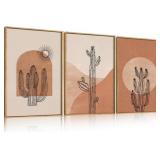 Ausril Boho Cactus Framed Canvas Art Set 16x24
