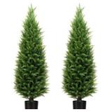 4FT Artificial Cedar Topiary Trees, Set of 2