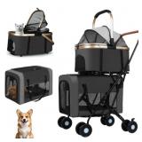 Double Pet Stroller for Dogs and Cats (Black)