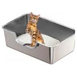 Stainless Steel Cat Litter Box, 6" High
