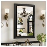 20x30in Black Beveled Wall Mirror, Bath/Vanity