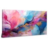 Teal Wall Art: Pink & Gold Marble 20x40