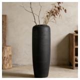 Black Rustic Ceramic Tall Floor Vase, 23.6"
