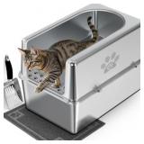 PWTAA Enclosed Stainless Steel Cat Litter Box