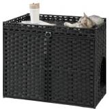 SETVSON Cat Litter Box Enclosure, Rattan Black